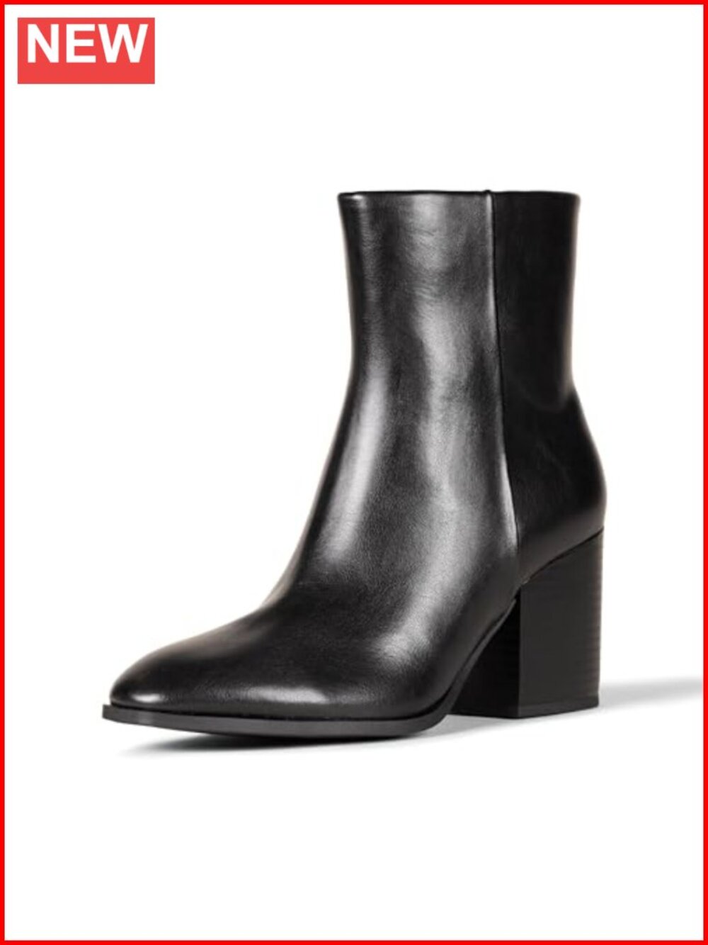 Women's Faux Calfskin Ankle Boots Block Heel Memory Foam Side Zip Booties